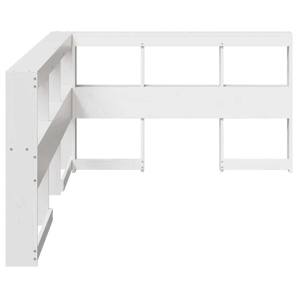 Testiera libreria a L-Testata contenitore Bianca 120 cm in Legno Massello di Pino
