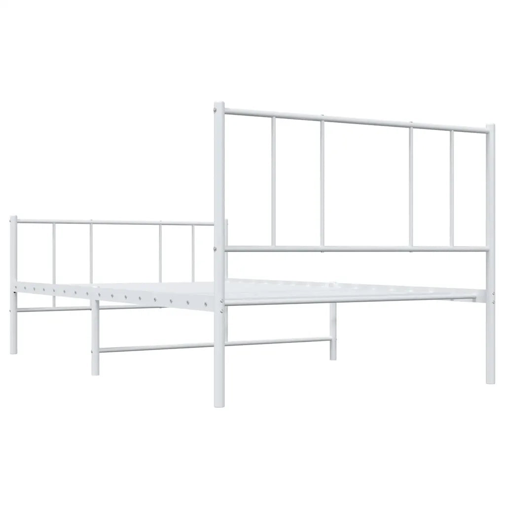 Giroletto con Testiera e Pediera-Struttura Letto Metallo Bianco 100x190 cm 274793