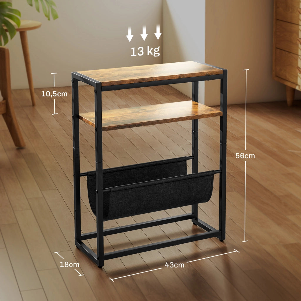 Tavolino da caff¨¨ con ripiani e porta riviste ¨C Zephmum ¨C Rustico marrone 43x18x56 cm