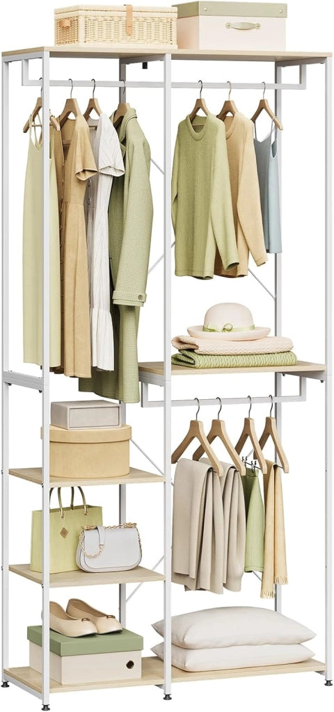 Stand Appendiabiti in MDF Attaccapanni Guardaroba Armadio Scaffale Porta Abiti Acciaio 90x40x204,5 cm