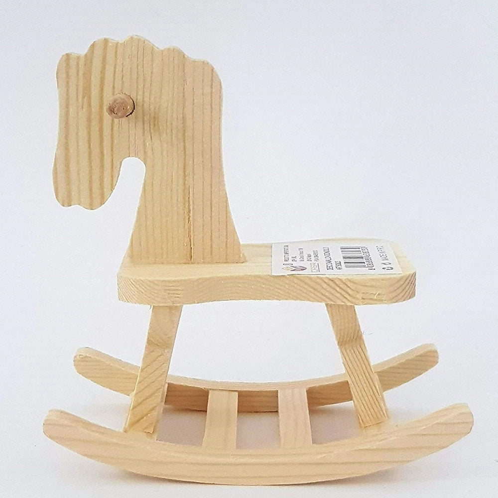 Trade Shop - Set 2 Pezzi Cavallo Dondolo Legno  63823 Decorazione 12x11x6.5cm Decoupage -