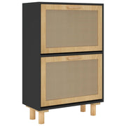 Scarpiera mobile contenitore per scarpe mobile per ingresso/corridoio/soggiorno 52 x 25 x 80 cm legno ingegnerizzato/rattan nero 02_0021977