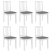 Sedie da Pranzo con Cuscini 6 pz Bianche in Legno Massello cod mxl 12308