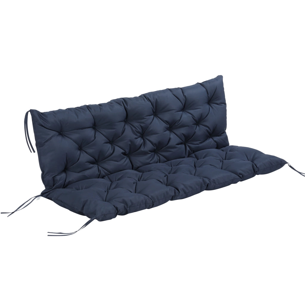 Cuscino da panca 150 x 98 x 8 cm con 6 lacci, imbottitura in schiuma, rivestimento in poliestere, blu