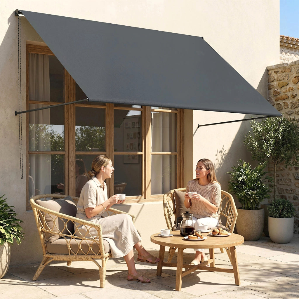 Tenda da sole retrattile a braccio ¨C Zephmum ¨C Grigio scuro in alluminio e poliestere 195x120 cm