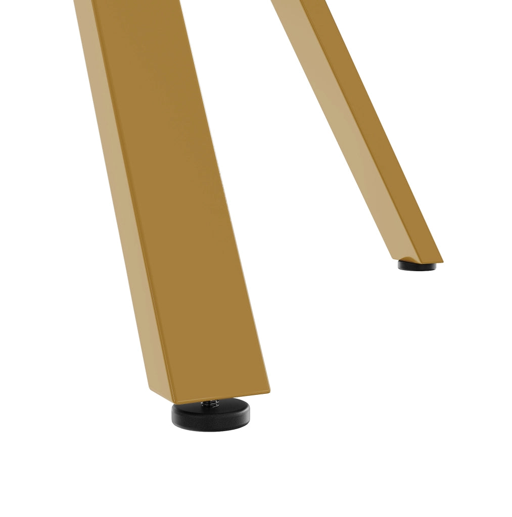 Tavolo da pranzo rotondo 100 cm; MDF effetto marmo bianco con struttura in metallo dorato
