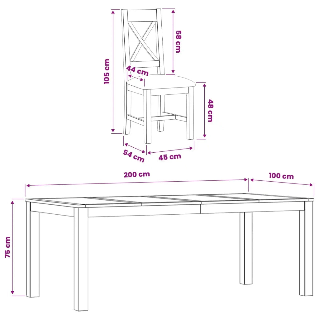 Set da pranzo 9 pz Nero Legno di Quercia Massello 3430418