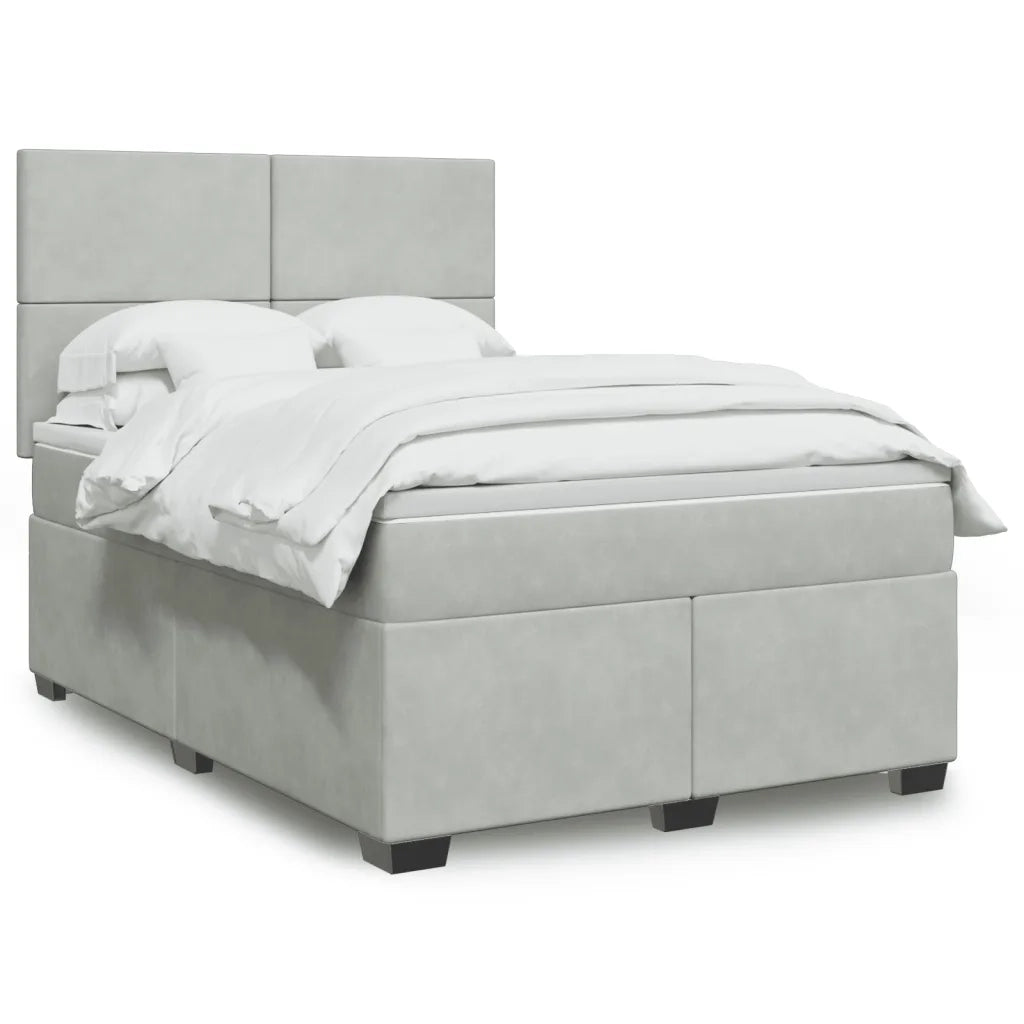 Giroletto a Molle con Materasso Grigio Chiaro 140x190cm Velluto 3293200