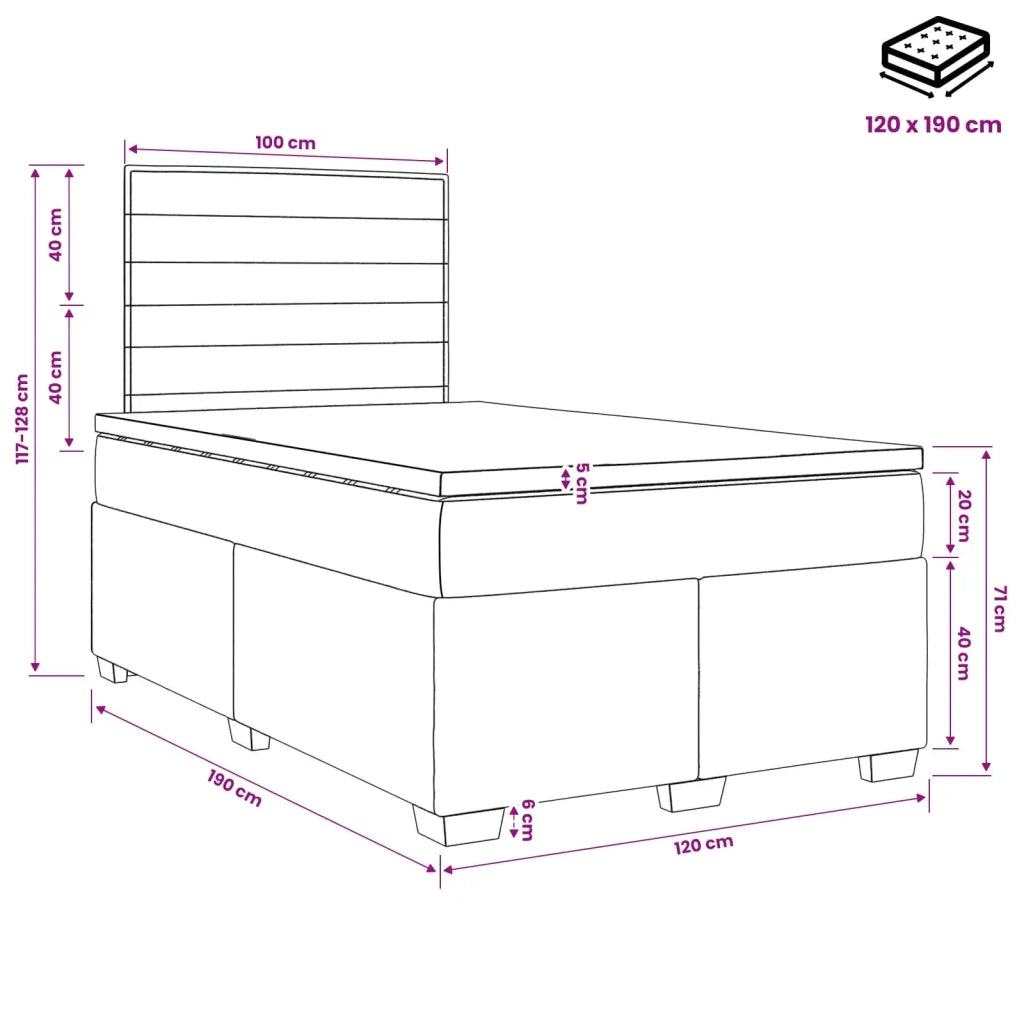 Letto box spring con materasso Crema 120 x 190 cm Tessuto 3453358
