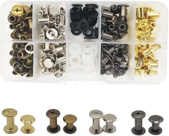 Kit di viti a M5x6/8mm - 80 pezzi - viti a bindaggio - kit di chiodi a clip - accessori per artigianato - acciaio inossidabile - 4 colori