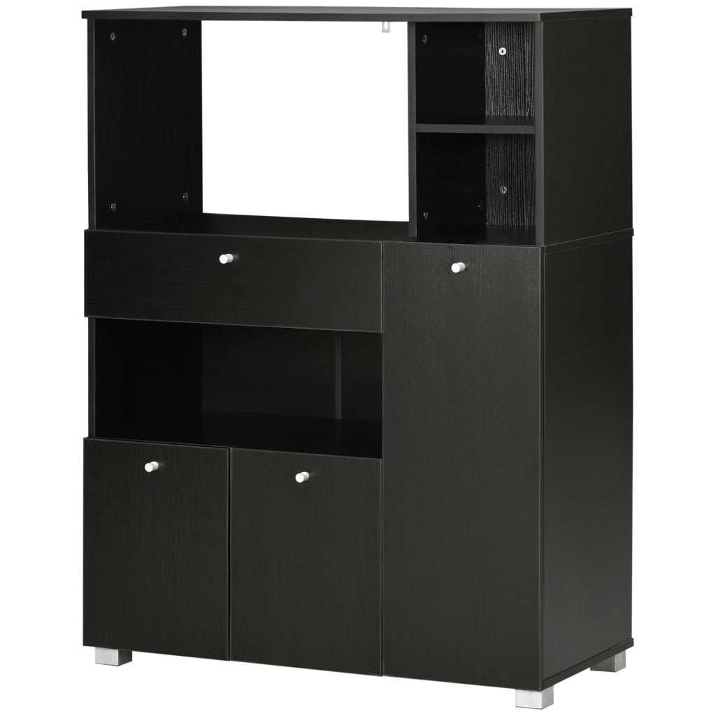 Cassettiera con ante e ripiani ¨C Zephmum ¨C Legno nero 90x40x120 cm