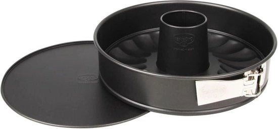 Fondo a forma di cono Ø 26 cm piano e fondo a tubo - rivestimento antiaderente per torte - lamiera nera verniciata - 1 pezzo