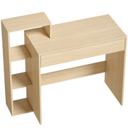 Scrivania PC Moderna 100x40x90 cm con 3 Ripiani Aperti e Cassetto in Legno