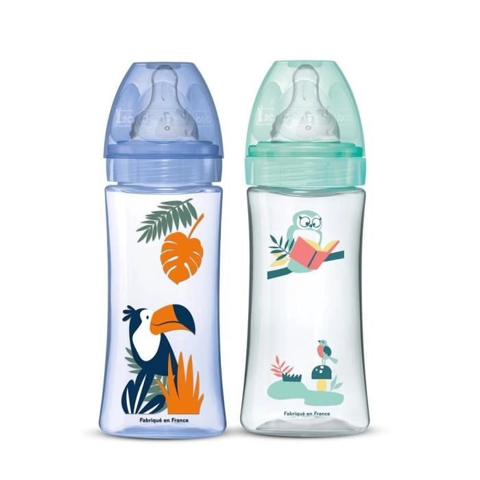 DODIE Lotto di 2 bottiglie anticoliche Iniziazione + - 330ml - BLUE FIREFIGHTER - tettarelle rotonde 3 velocità flusso 3