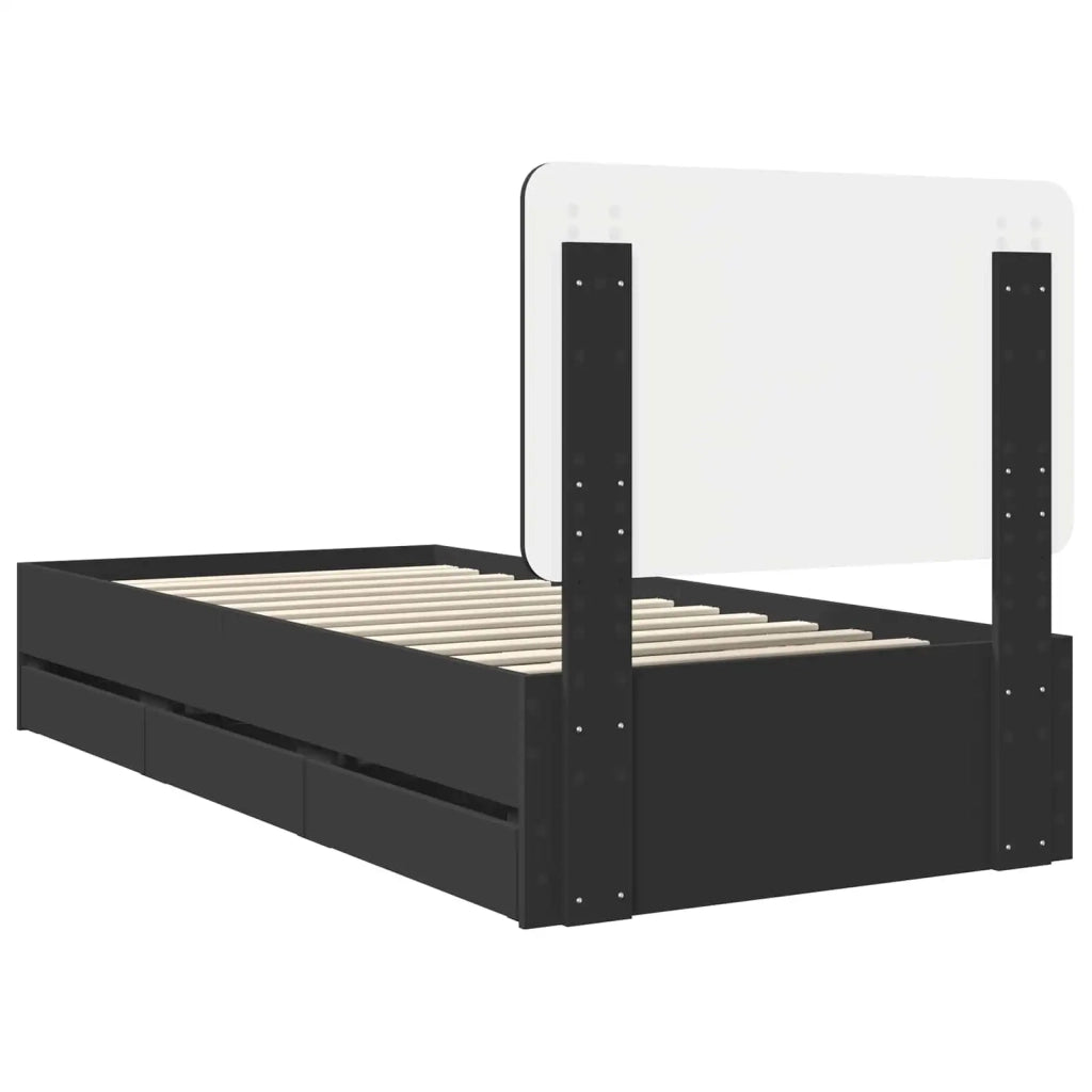 Struttura del letto-Giroletto Nero 90 x 190 cm Legno Ingegnerizzato 564140