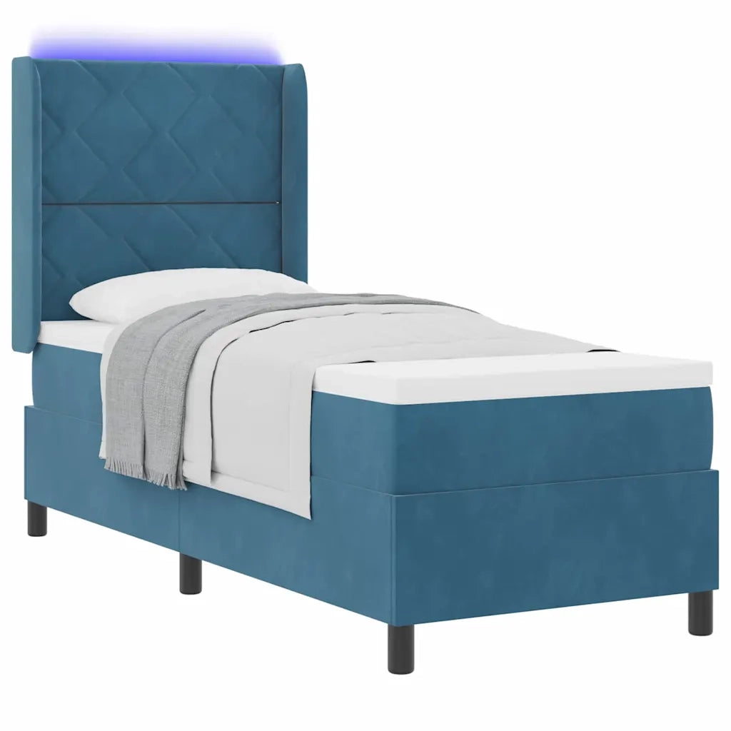 Letto a molle con strisce LED Blu 80 x 200 cm Velluto 3343896