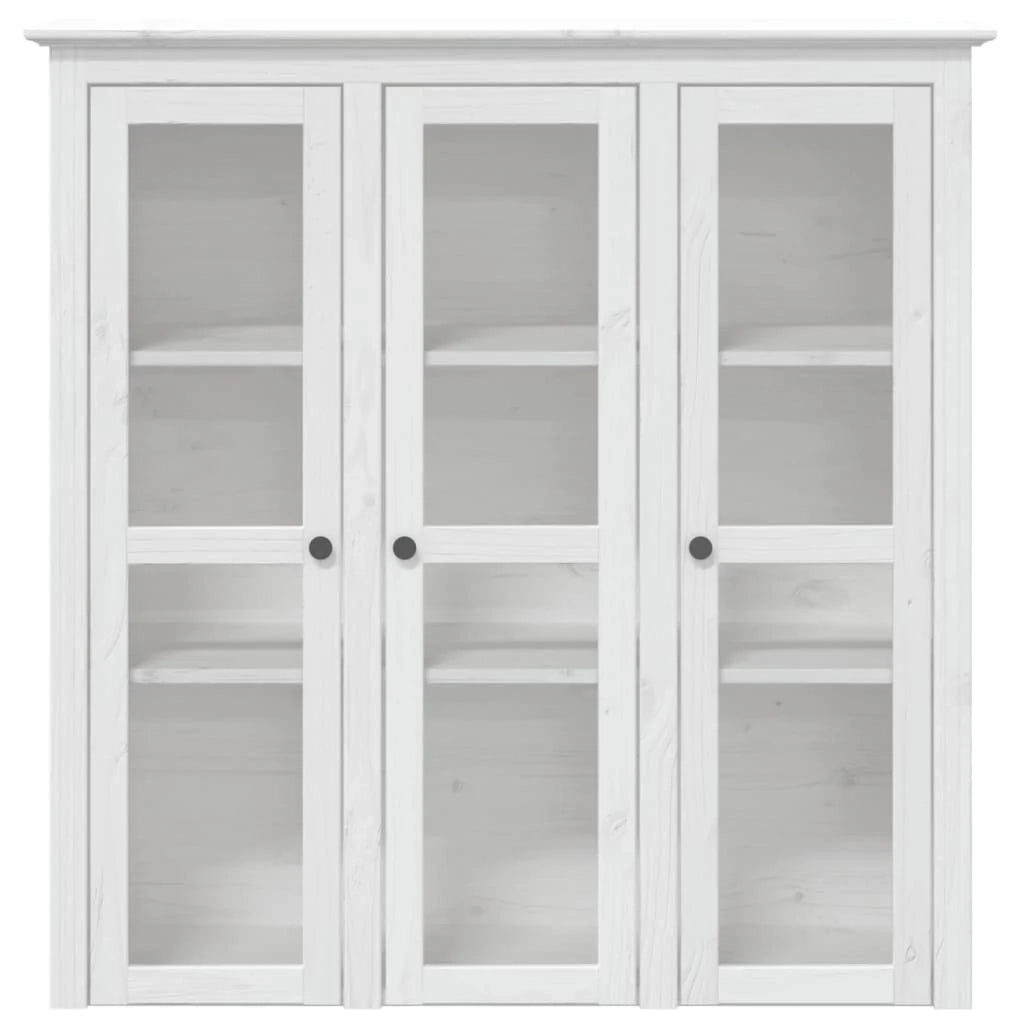 BODO 115,5 x 43 x 200,5 cm Credenza in legno massello di pino bianco cassettiera mobile contenitore organizer per cucina soggiorno salotto