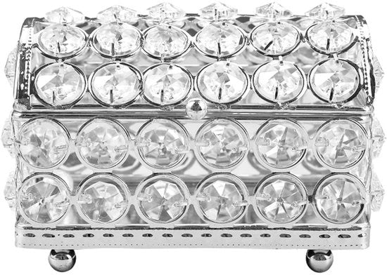 Cassa di conservazione per gioielli con coperchio - 10,5 x 6,5 x 8,5 cm - Argento