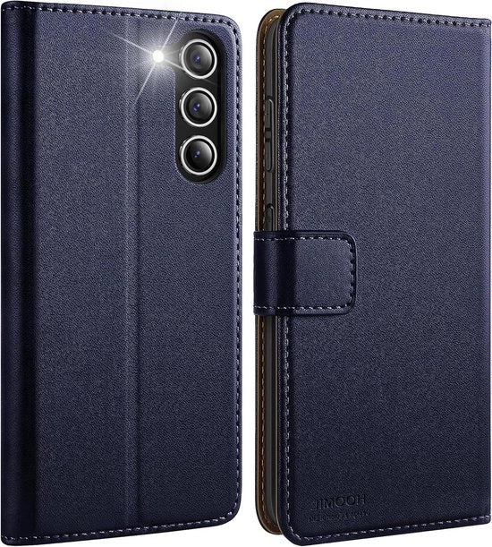Copri Samsung Galaxy S23 in Pelle Blu con Supporto e Flessibile