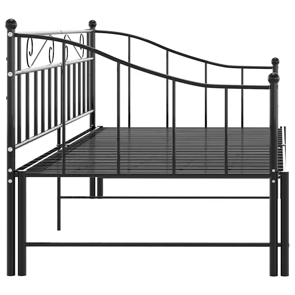 Telaio Divano Letto Estraibile Nero in Metallo 90x200 cm 324776