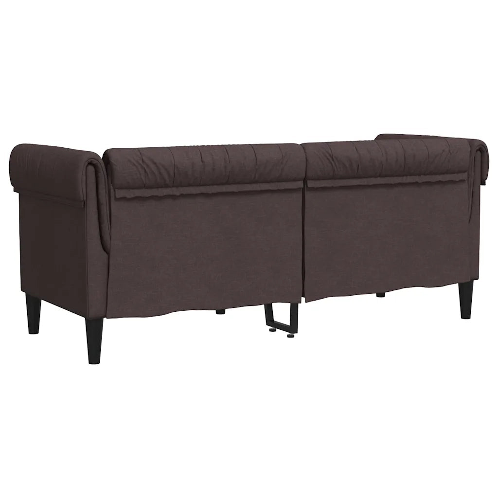 Divano Chesterfield a 2 Posti Marrone Scuro in Tessuto