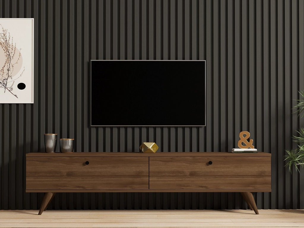 Atestino, Mobile Porta tv 2 Vani, 160x25x40h cm Marrone Noce