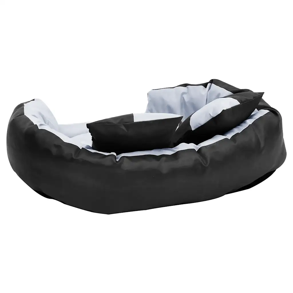 Cuscino per Cani Reversibile e Lavabile Grigio Nero 85x70x20 cm CFW2186869