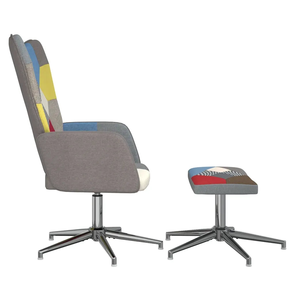 Poltrona Relax con Poggiapiedi in Tessuto Patchwork cod mxl 22891