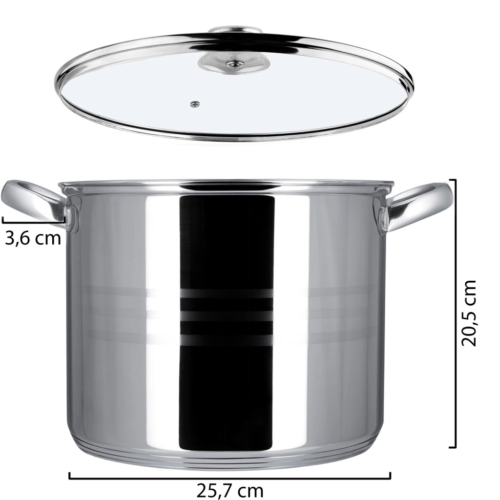 Pentola a induzione grande in acciaio inox KADAX con coperchio, gas, 24 cm, 9 l, acciaio di alta qualità