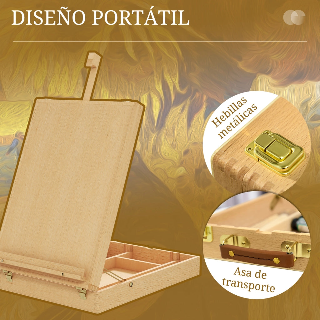 Cavalletto da tavolo pieghevole in legno con scomparti regolabile in altezza 27x41,5x74,5 cm ¨C Xylo ¨C Naturale