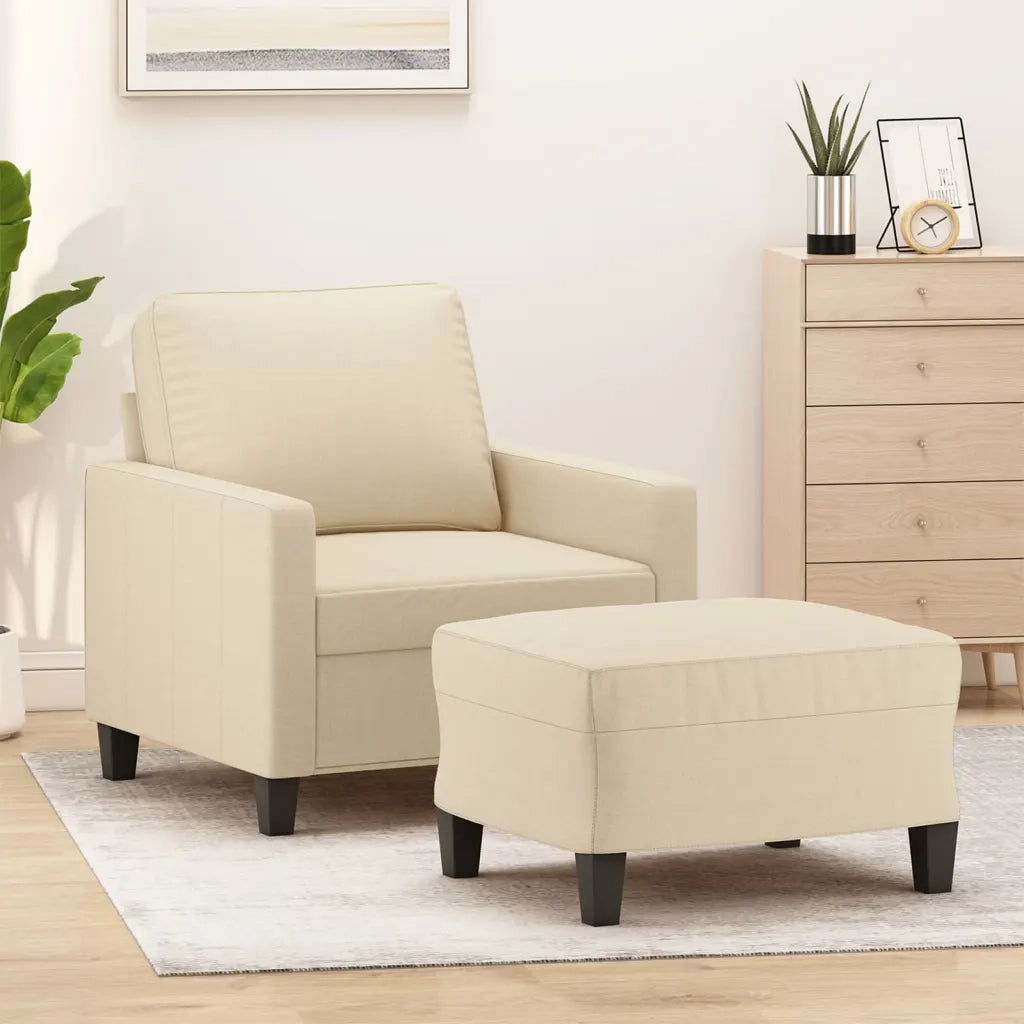 Poltrona | Sedia Relax con Poggiapiedi Crema 60 cm in Tessuto