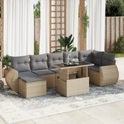 Set Divano da Giardino 8 pz con Cuscini Beige in Polyrattan 3326680