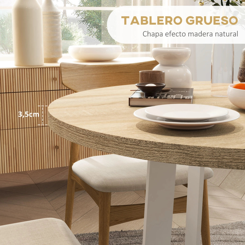 Tavolo da pranzo rotondo per 4 persone ¨C zephmum ¨C legno rovere e acciaio ?80x75 cm