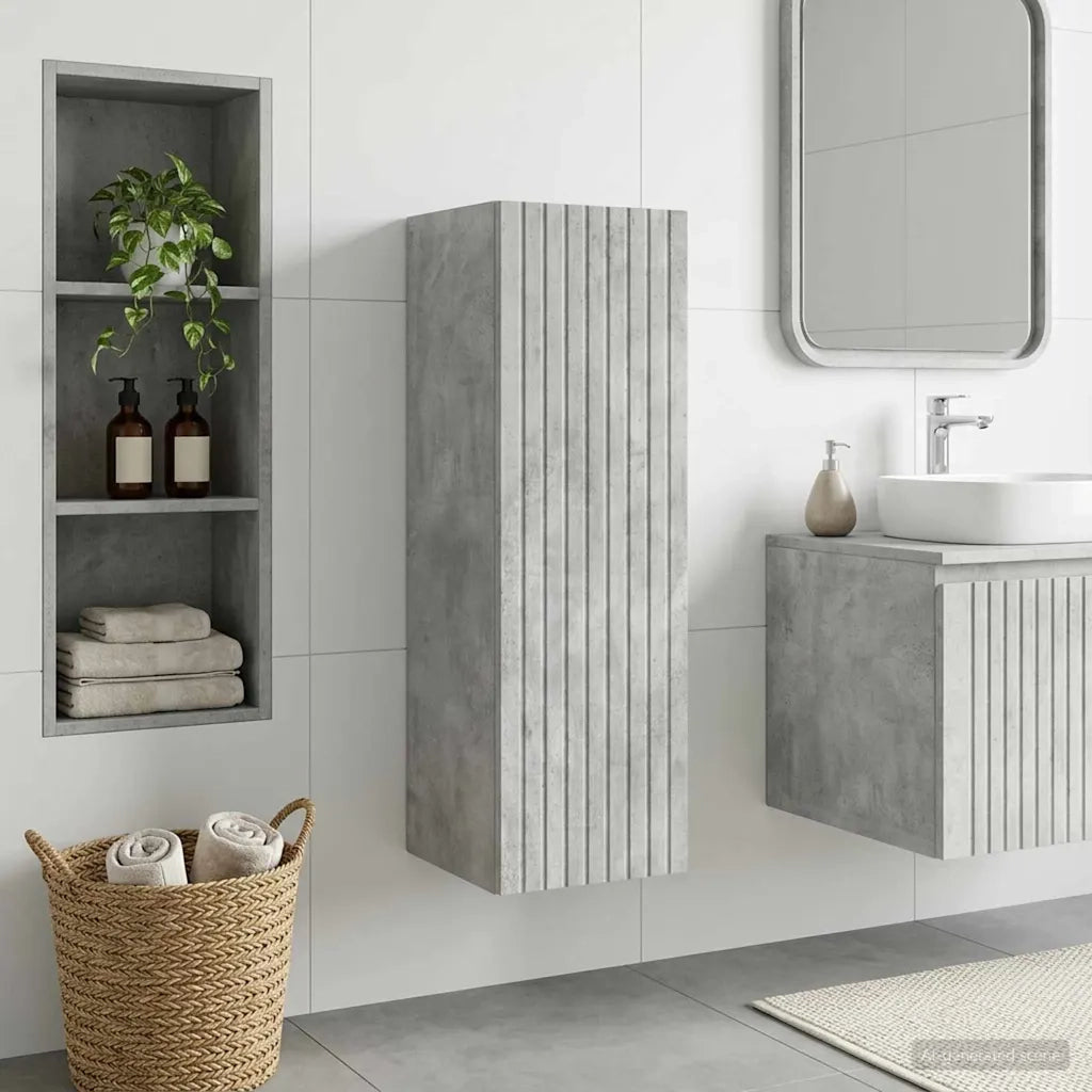 Mobiletto da Bagno a Muro Grigio Cemento 33 x 34,5 x 100 cm 890655