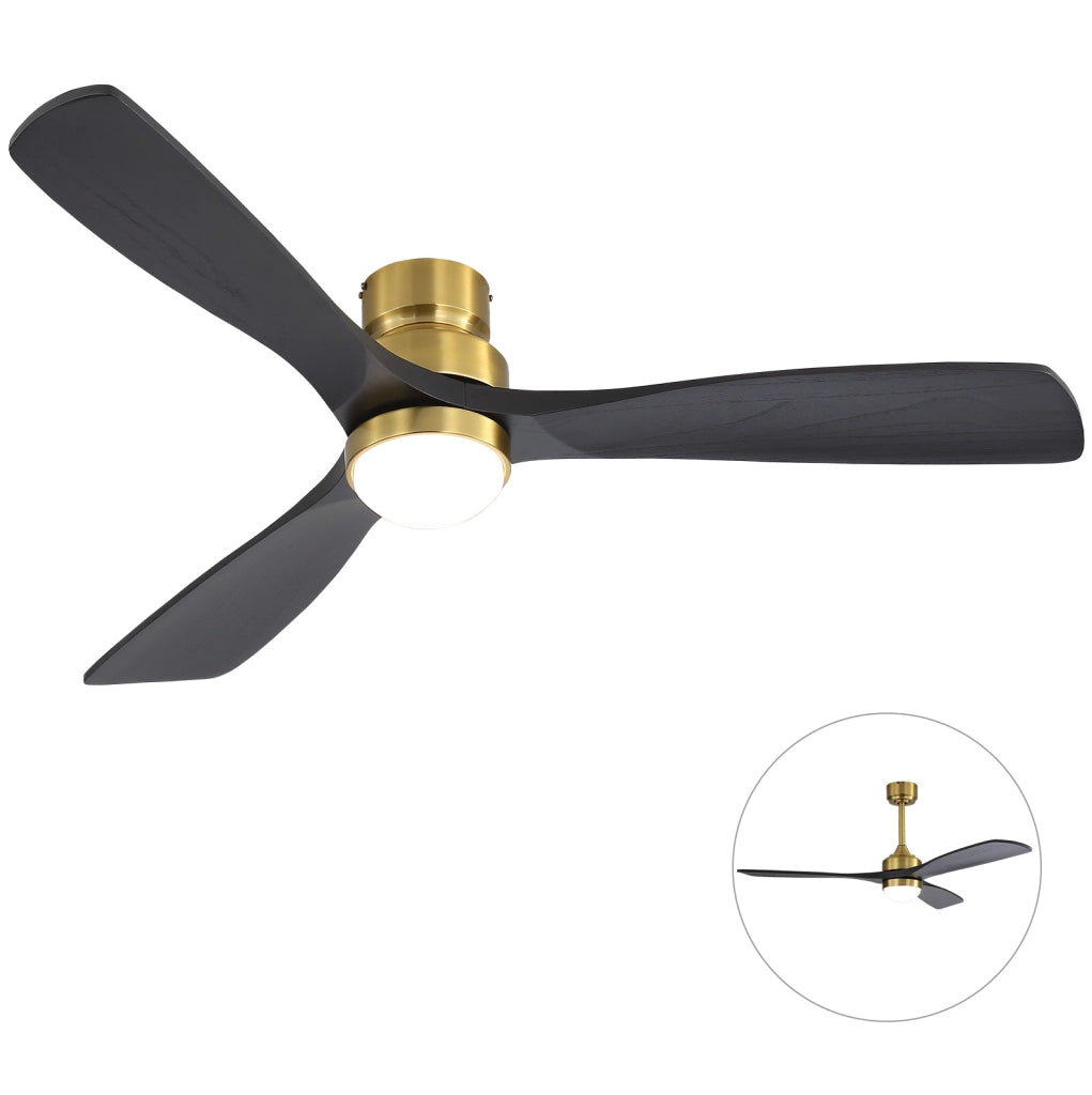 Ventilatore da soffitto reversibile con LED dimmerabile; motore DC; telecomando; legno oro