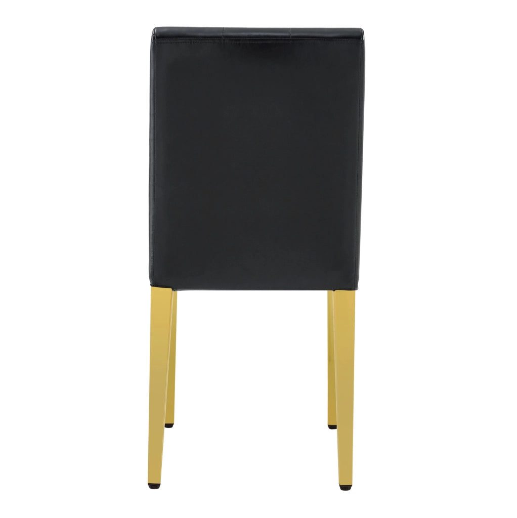 Set di 4 sedie da pranzo in PU nero con gambe oro