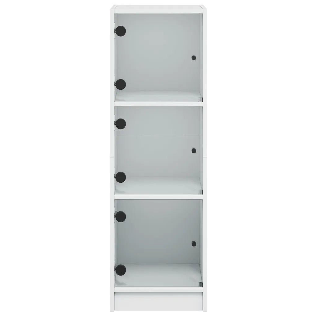 Credenza con Ante in Vetro Bianca 35x37x109 cm