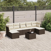 Set Divani da Giardino 8 pz con Cuscini Marrone in Polyrattan 3218043