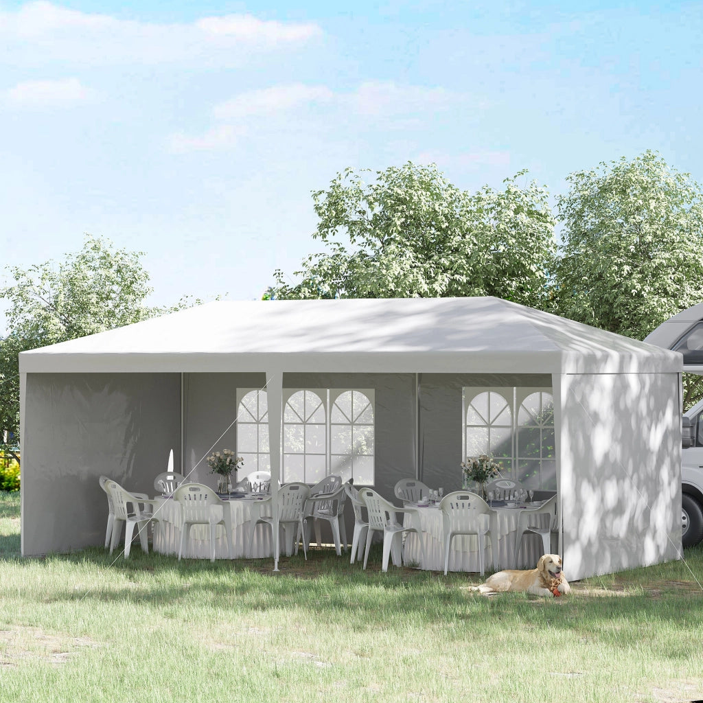 Tendone da Giardino Pieghevole ¨C Zephmum ¨C 5.83x2.95 m, Bianco, con Pannelli Rimovibili