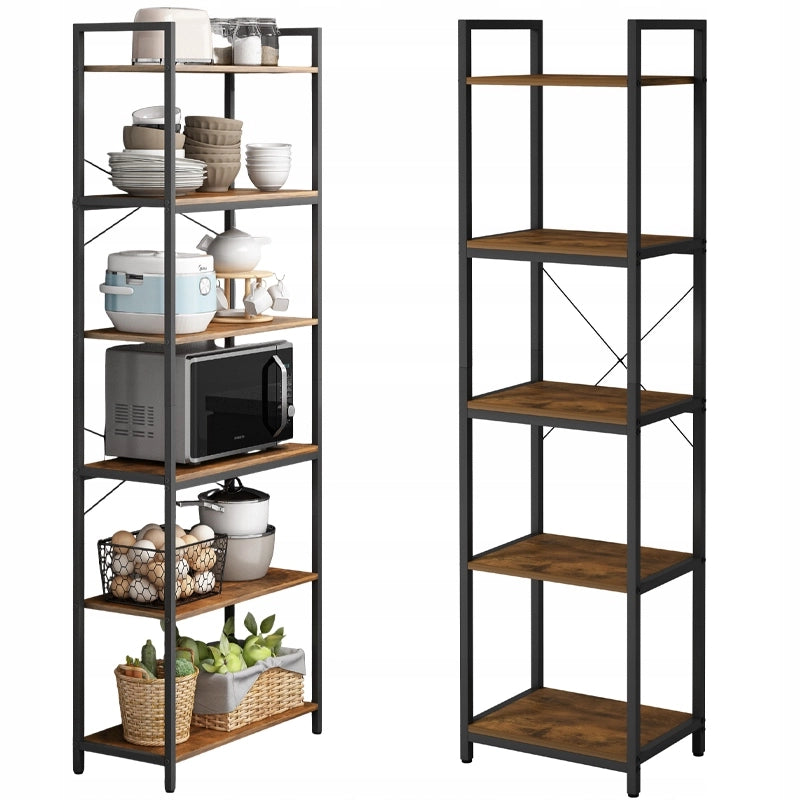 Libreria con finitura marrone, con misure 40x30x154 cm, ideale per ogni ambiente.