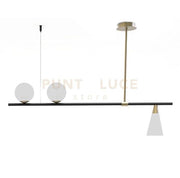 MIKADO-SL Sospensione 3 luci struttura ottone spazzolato e vetro opale lampadine incluse E14 G9