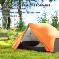 Tenda da Campeggio 2 Posti Impermeabile 280x225x110 cm con 2 Vestiboli e 2 Porte Arancione