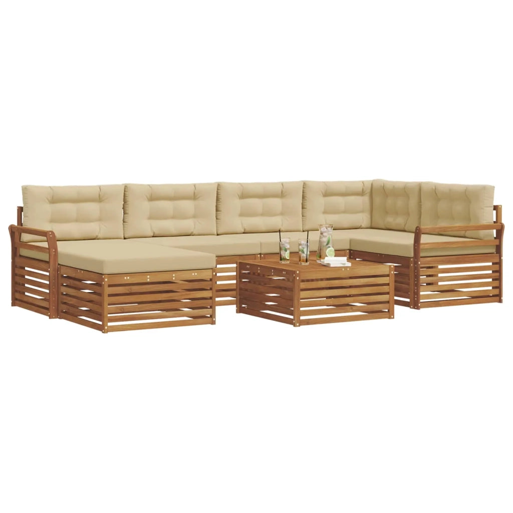 Set di divani da esterno con cuscino 7 pcs Naturale e Beige