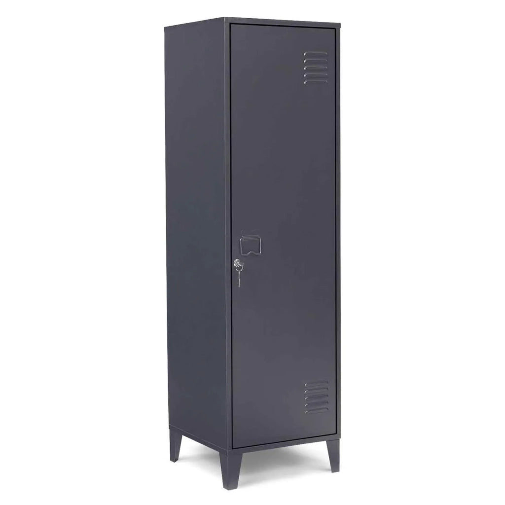 IDMarket - Armadietto ESTER con porta in metallo grigio scuro, design industriale