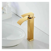 Trade Shop - Rubinetto Alto Da Bagno Design Moderno A Cascata Miscelatore Monocomando Dorato -