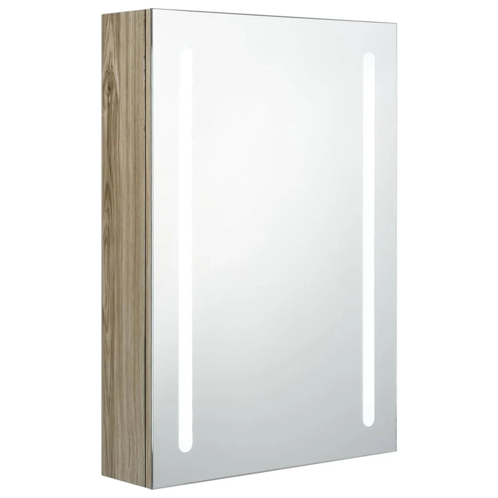 Mobile da bagno con specchio LED 50 x 13 x 70 cm MDF rovere 02_0006589