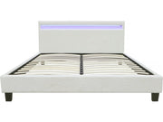 Letto in tessuto riccio "Maria" con LED 140x190cm - Crema