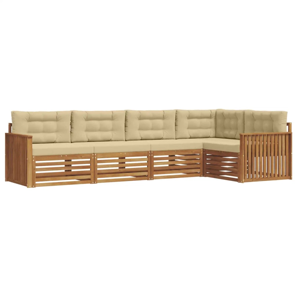 Set di divani da esterno con cuscino 5 pcs Naturale e Beige 3373458