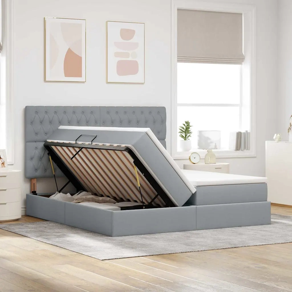 Letto con Contenitore con materasso Grigio chiaro 180 x 200 cm