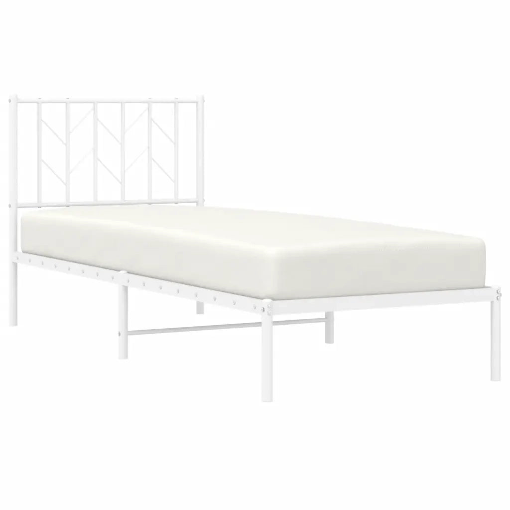 Letto singolo | Letto per adulti | Giroletto con Testiera Metallo Bianco 80x200 cm